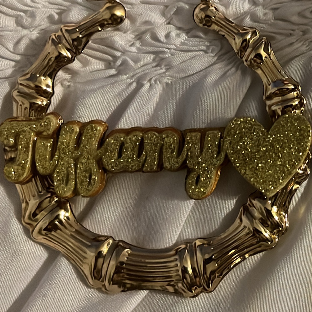 TIFFANY-BAMBOO CROWN NAME EARRINGS(Large)